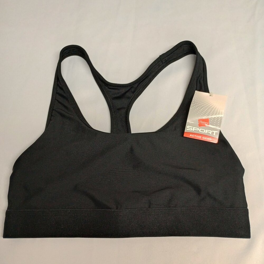 Hanes Sport Women's Black Racerback Sports Bra. New with tags (NWT) Size Large